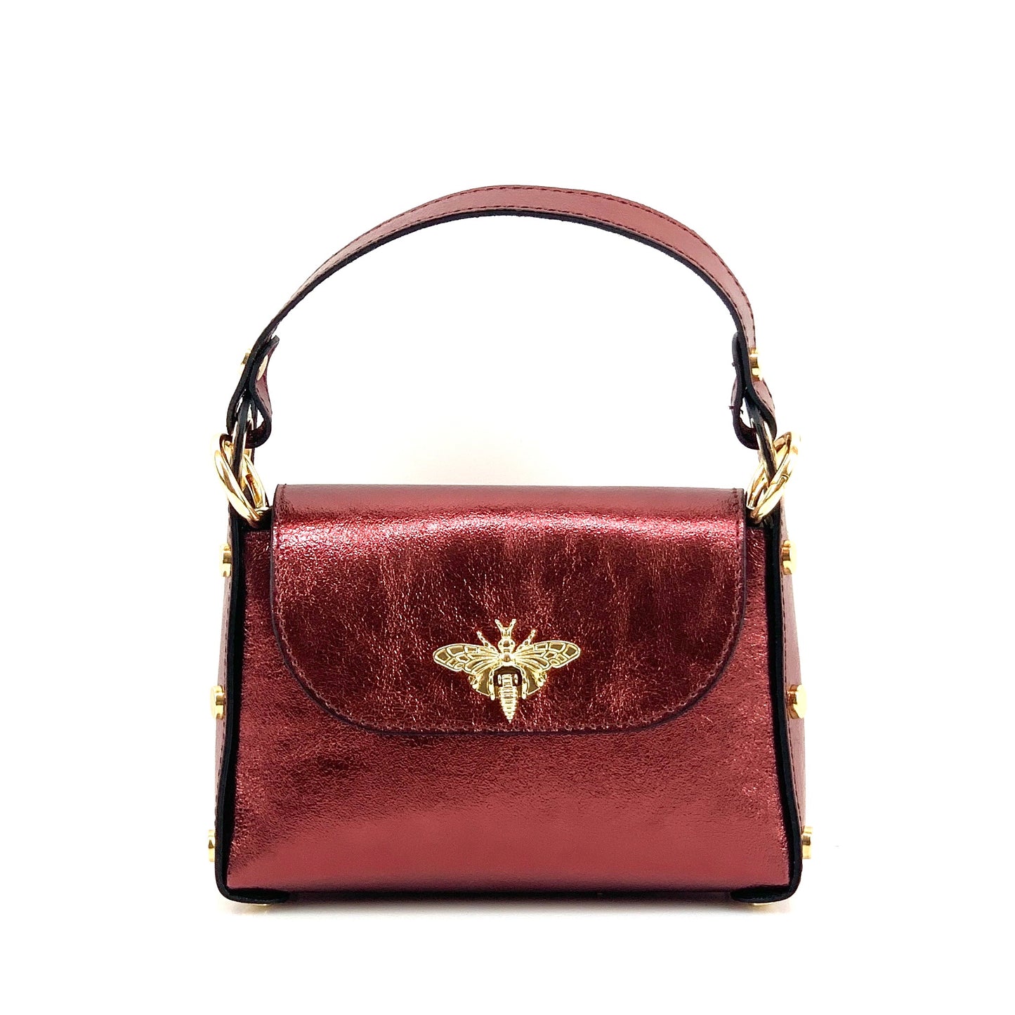 Geanta rosu bordeaux sidef din piele naturala Bee Prety