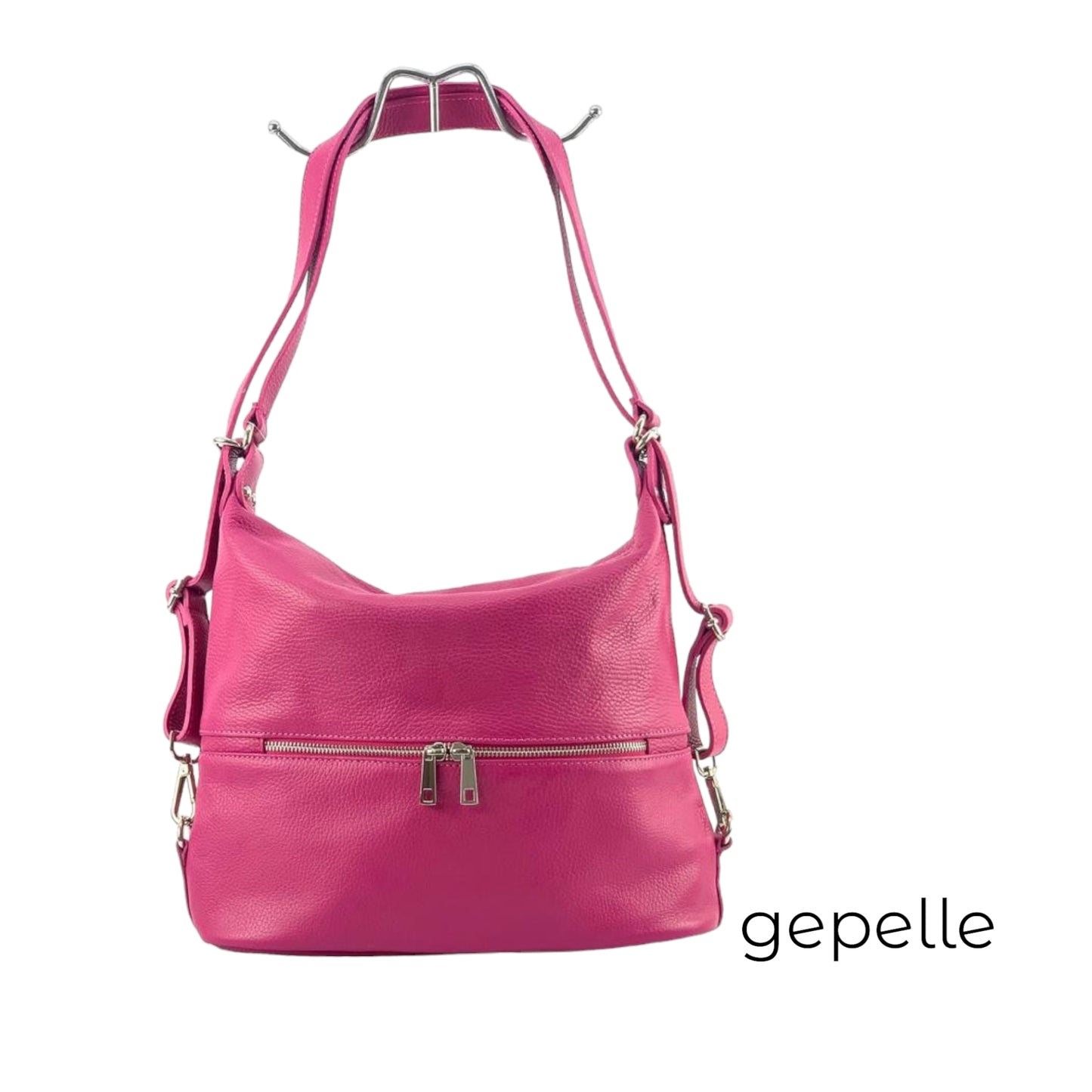 Geanta / rucsac roz/fuchsia din piele naturala Pamela