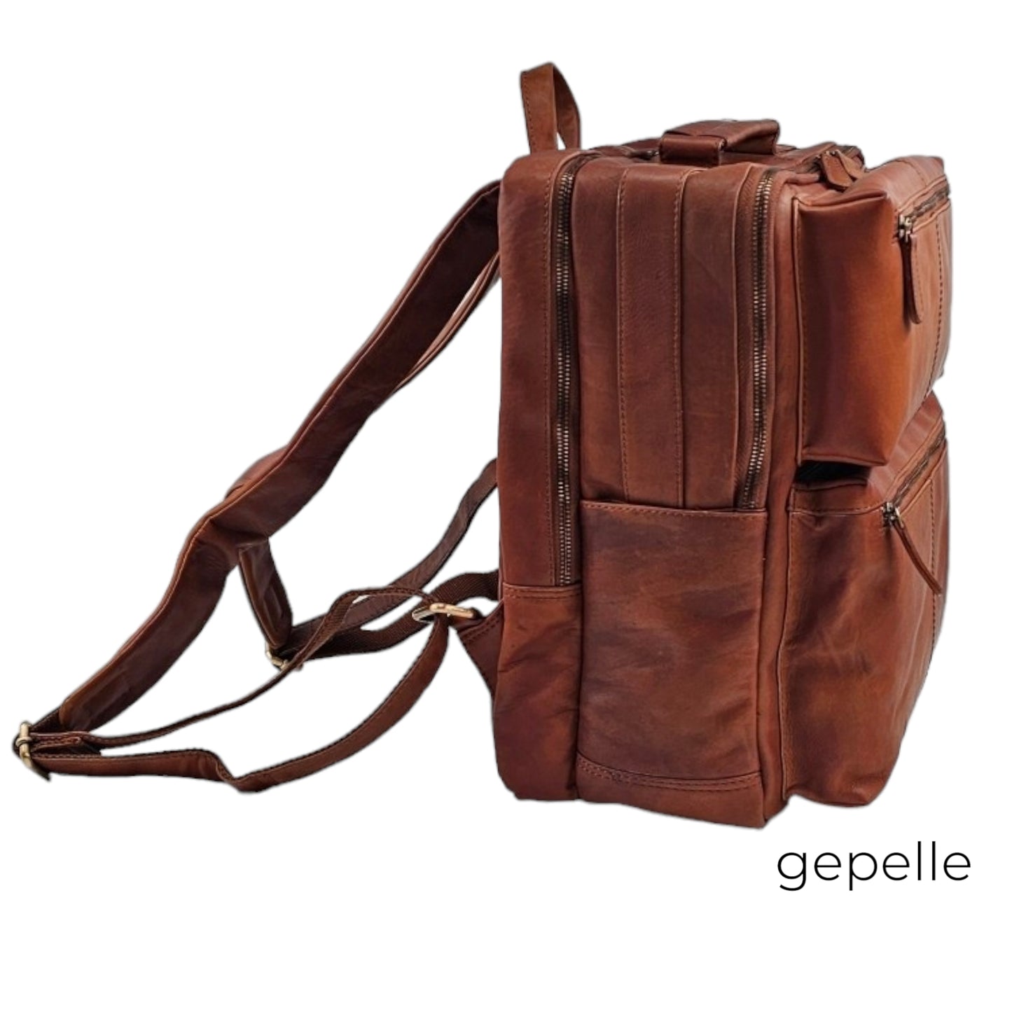 Rucsac maro cogniac din piele naturala Apollo