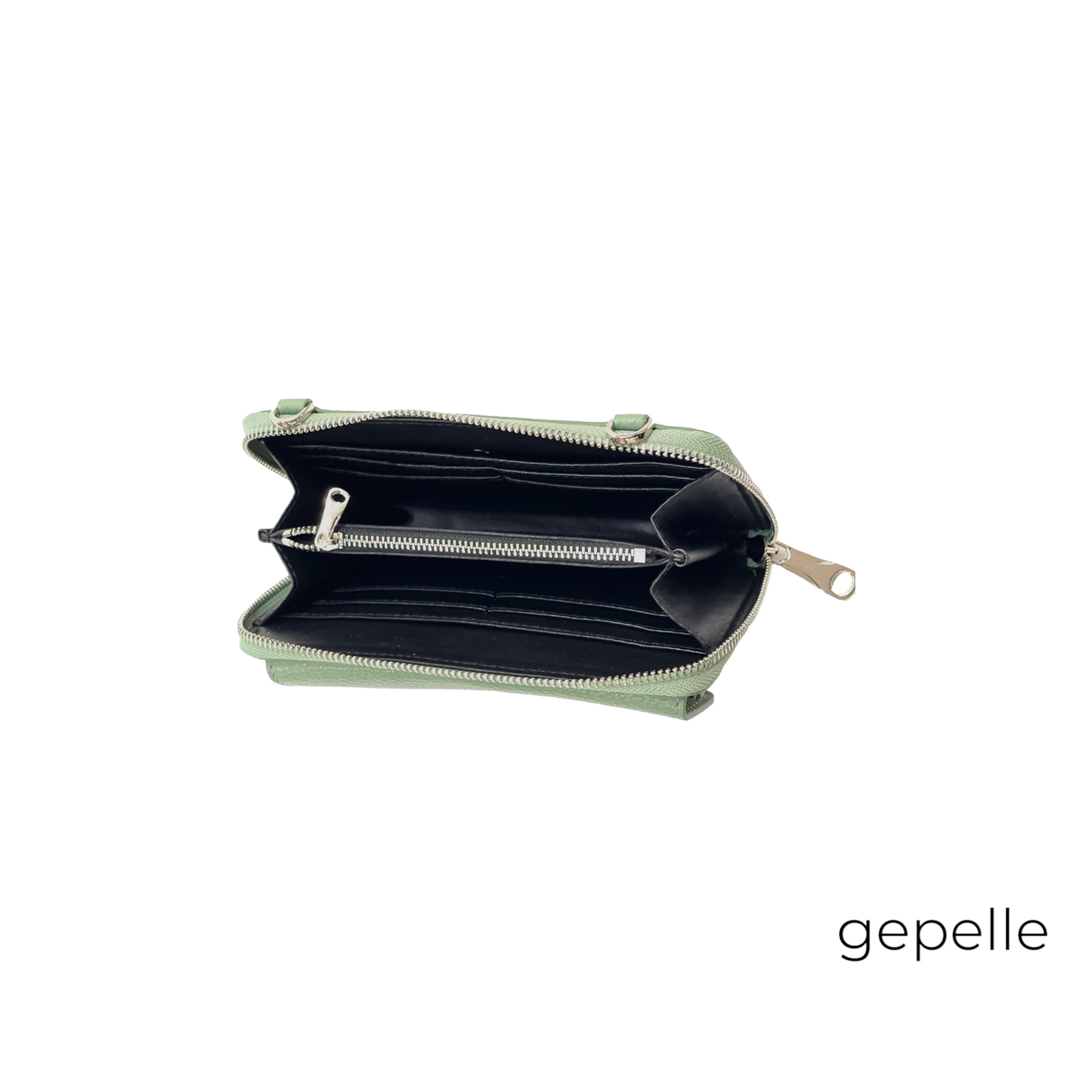 Geanta verde / portmoneu verde din piele naturala Theea
