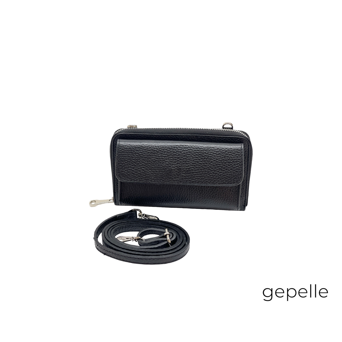 Geanta neagra / portmoneu negru din piele naturala Theea