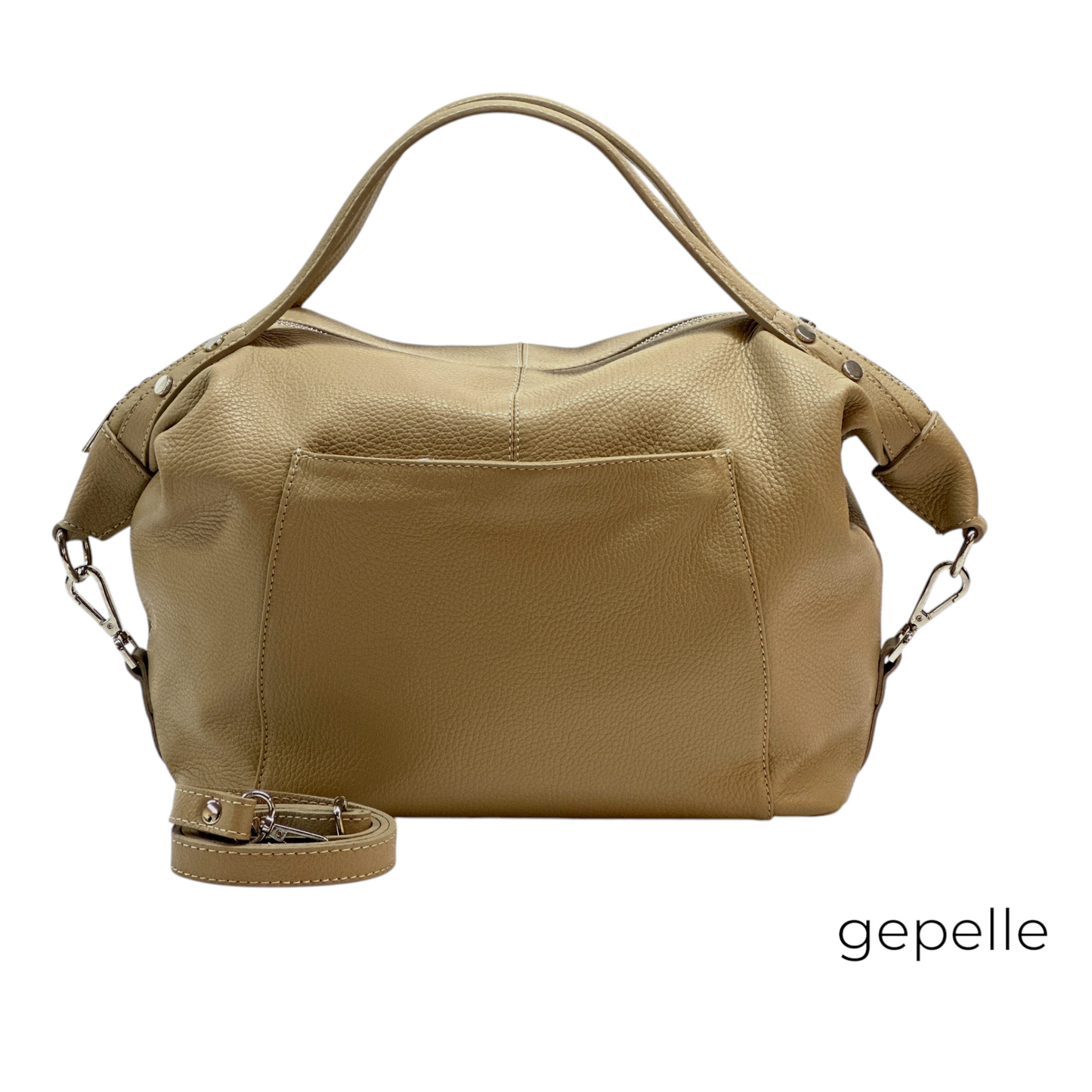 Geanta bej din piele naturala Sienna