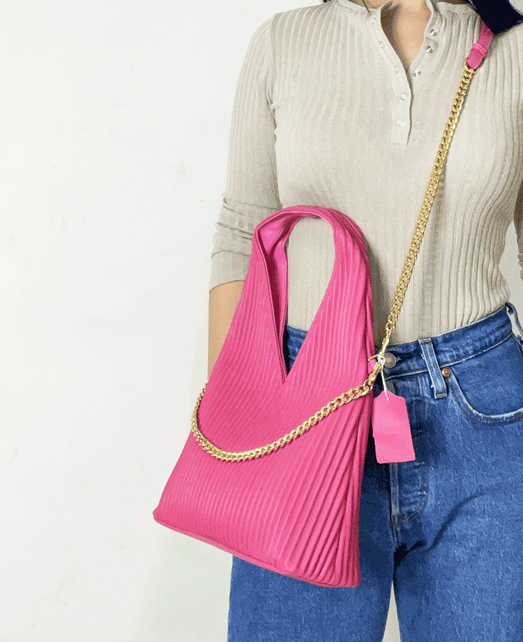 Geanta roz fuchsia din piele naturala Irisha