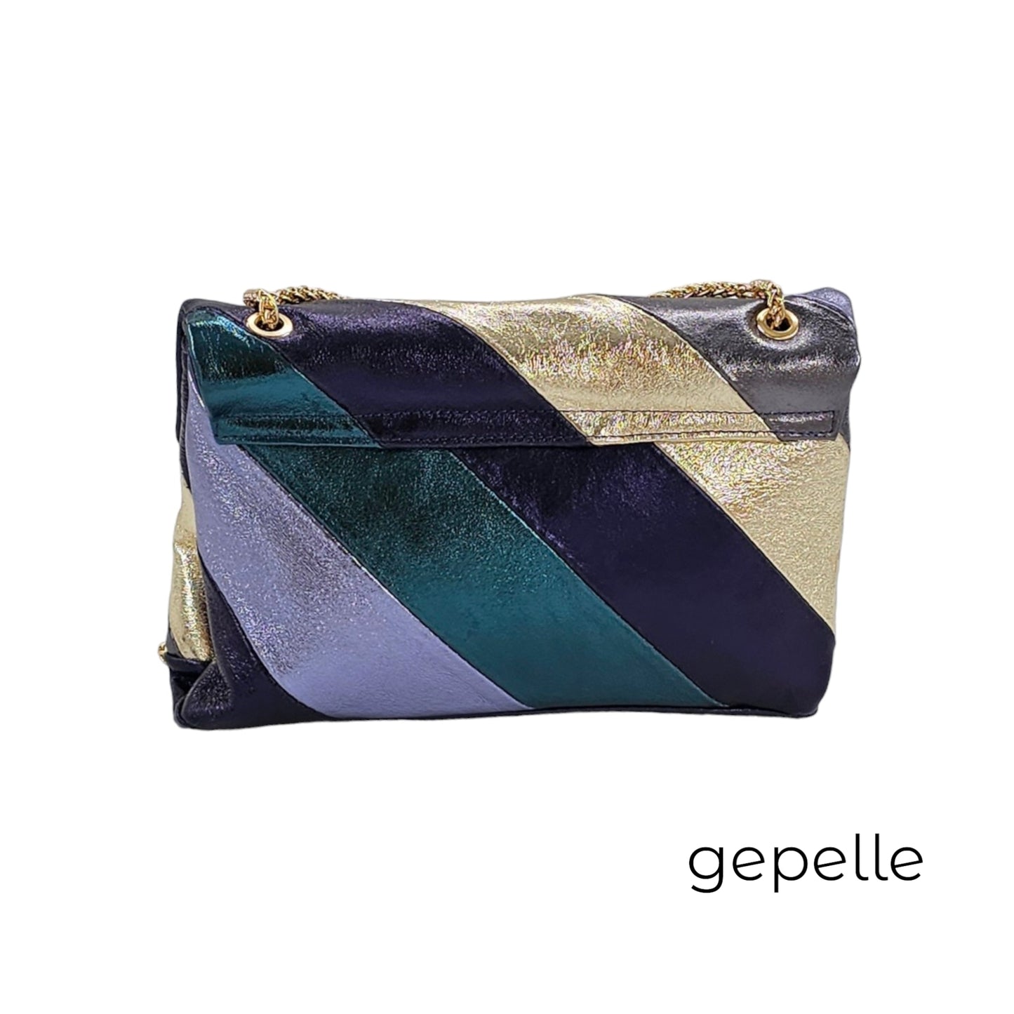 Geanta auriu/mov din piele naturala multiCuloria glitter Bonita L