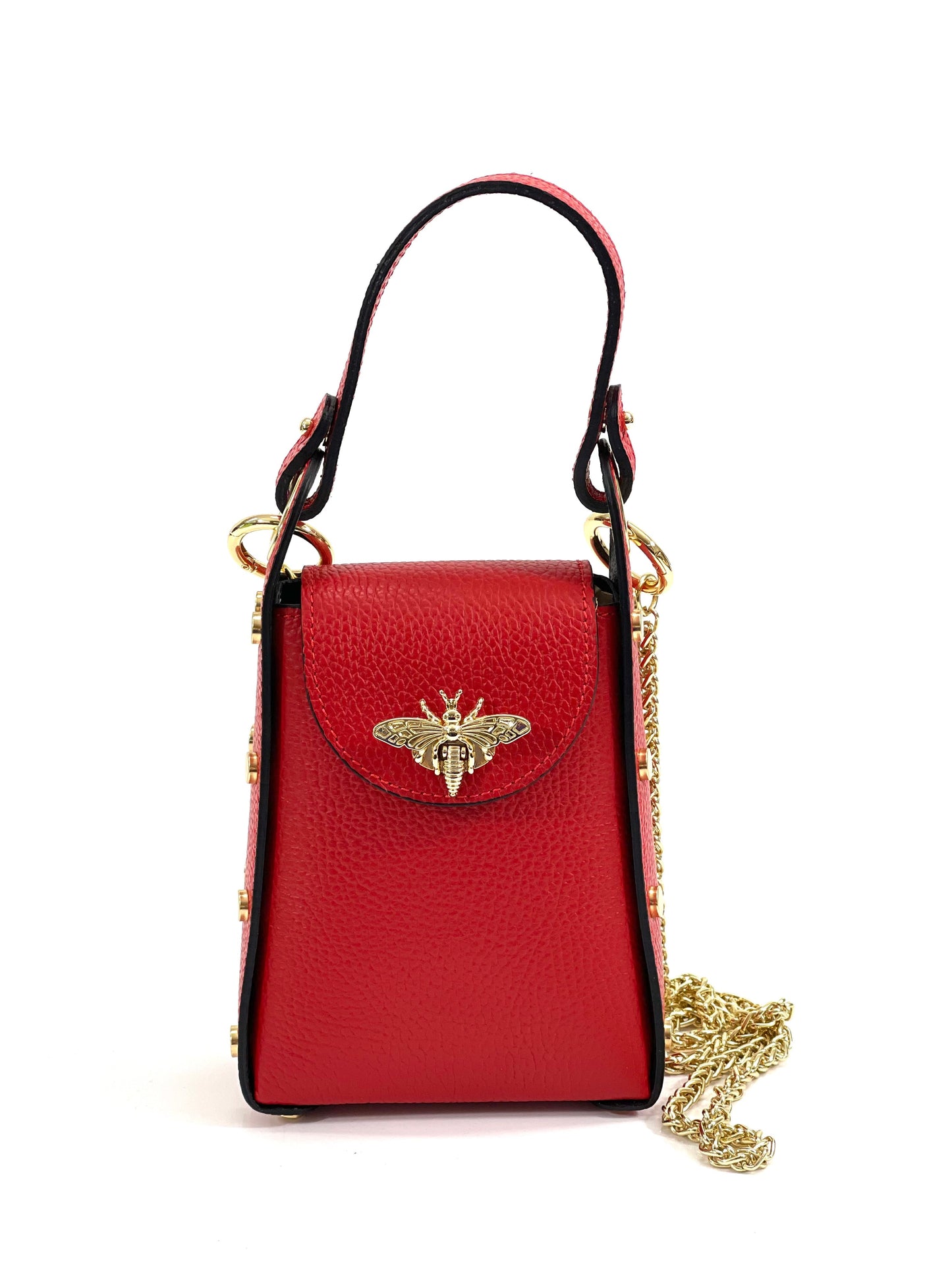 Geanta rosie din piele naturala Bee