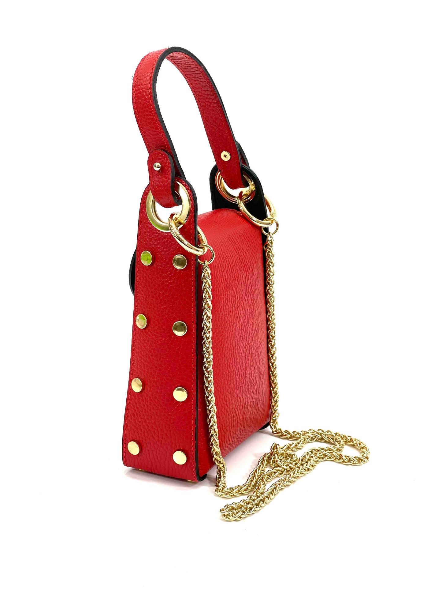 Geanta rosie din piele naturala Bee