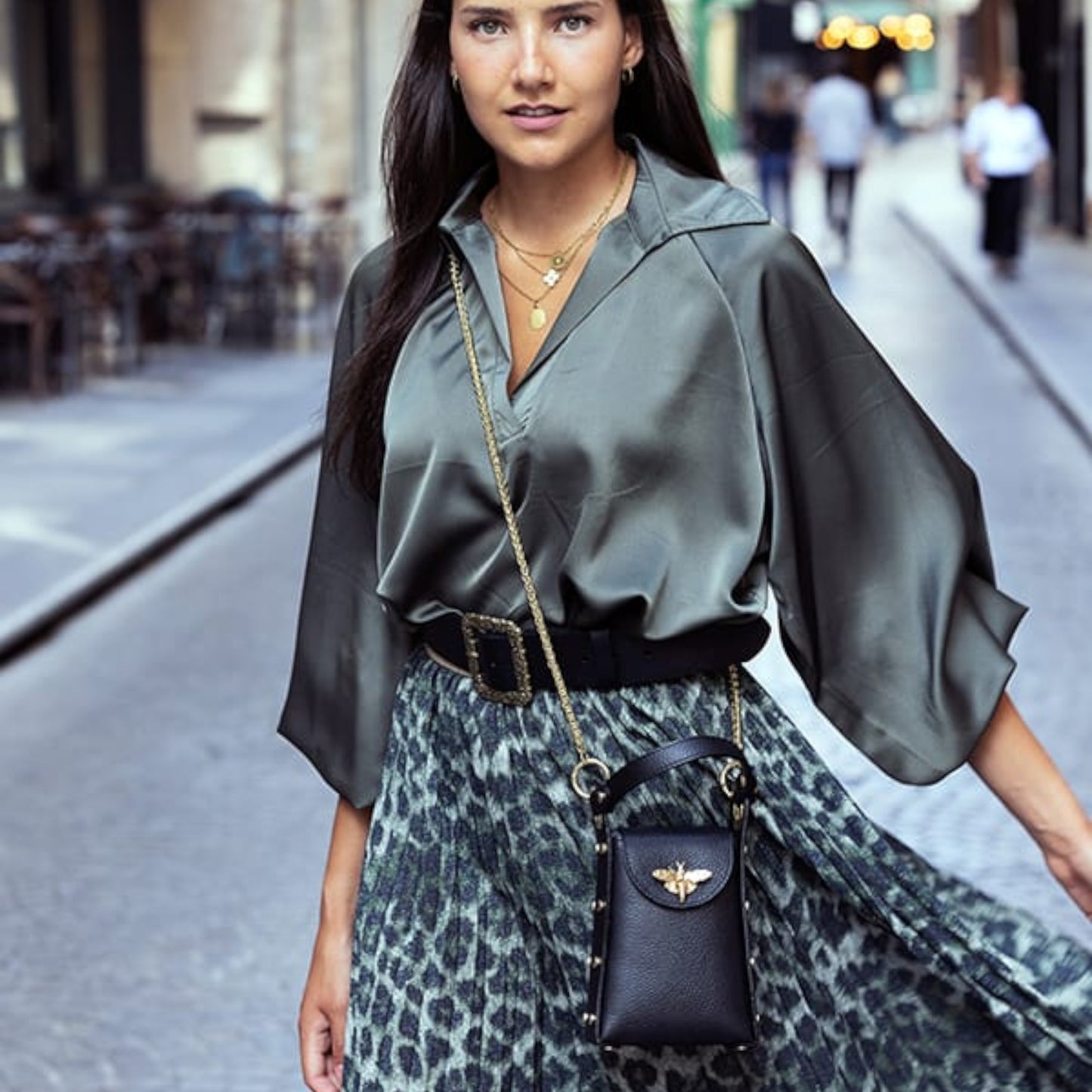 Geanta rosie din piele naturala Bee