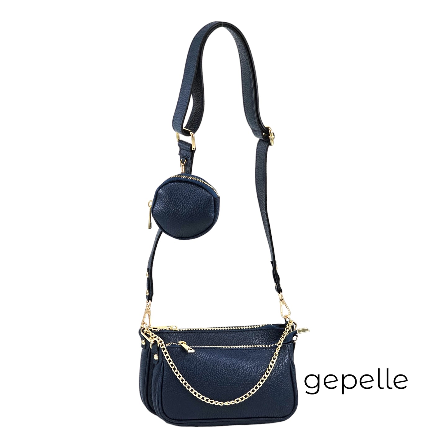 Geanta albastru inchis / bleumarin crossbody din piele naturala Electra