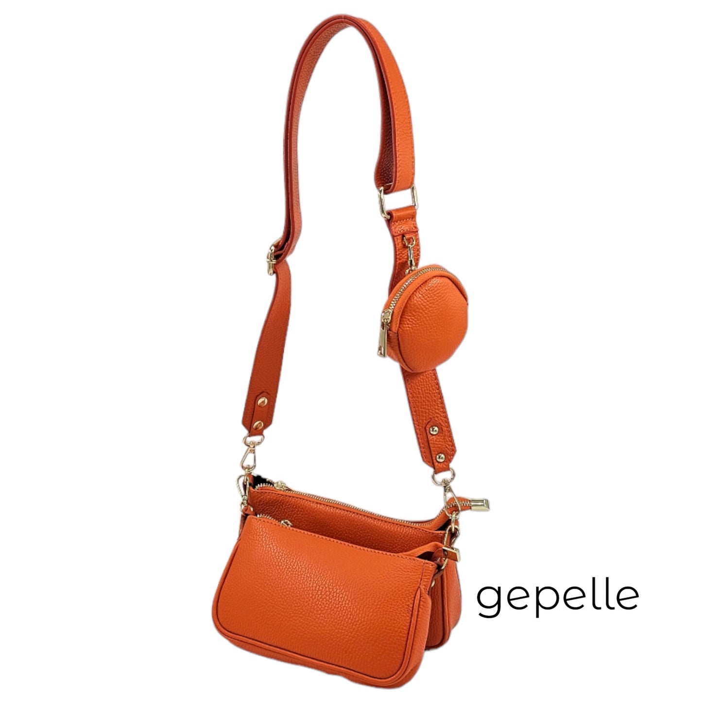 Geanta portocalie crossbody din piele naturala Electra