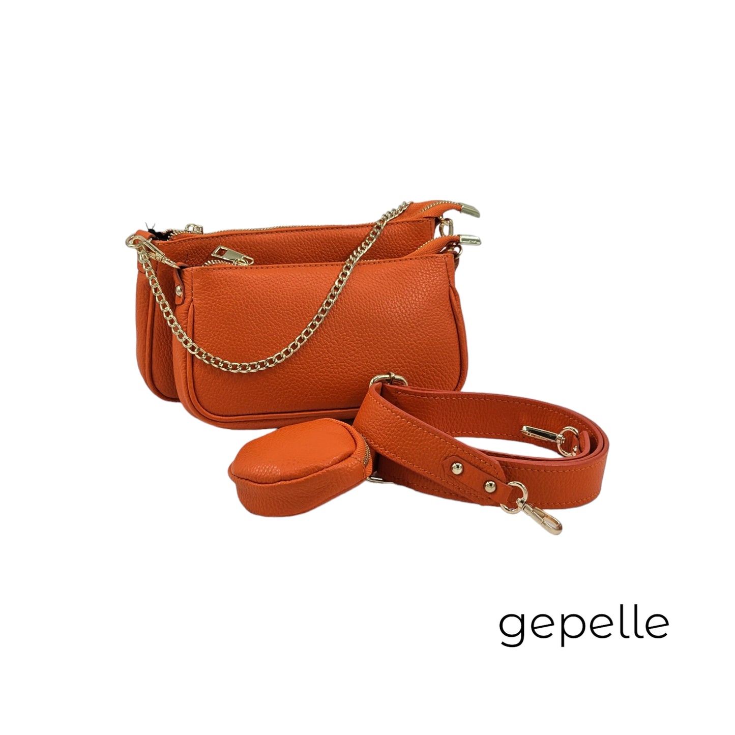 Geanta portocalie crossbody din piele naturala Electra