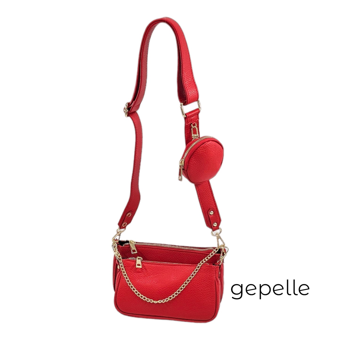 Geanta rosie crossbody din piele naturala Electra