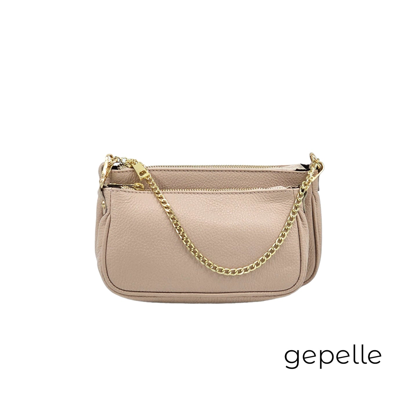 Geanta bej crossbody din piele naturala Electra