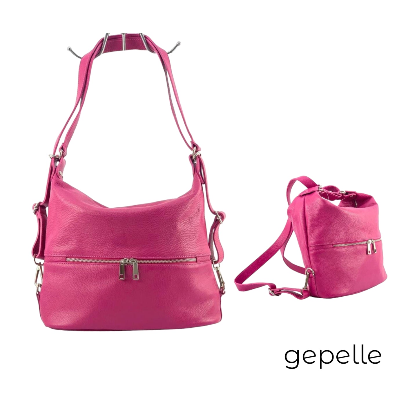 Geanta / rucsac roz/fuchsia din piele naturala Pamela