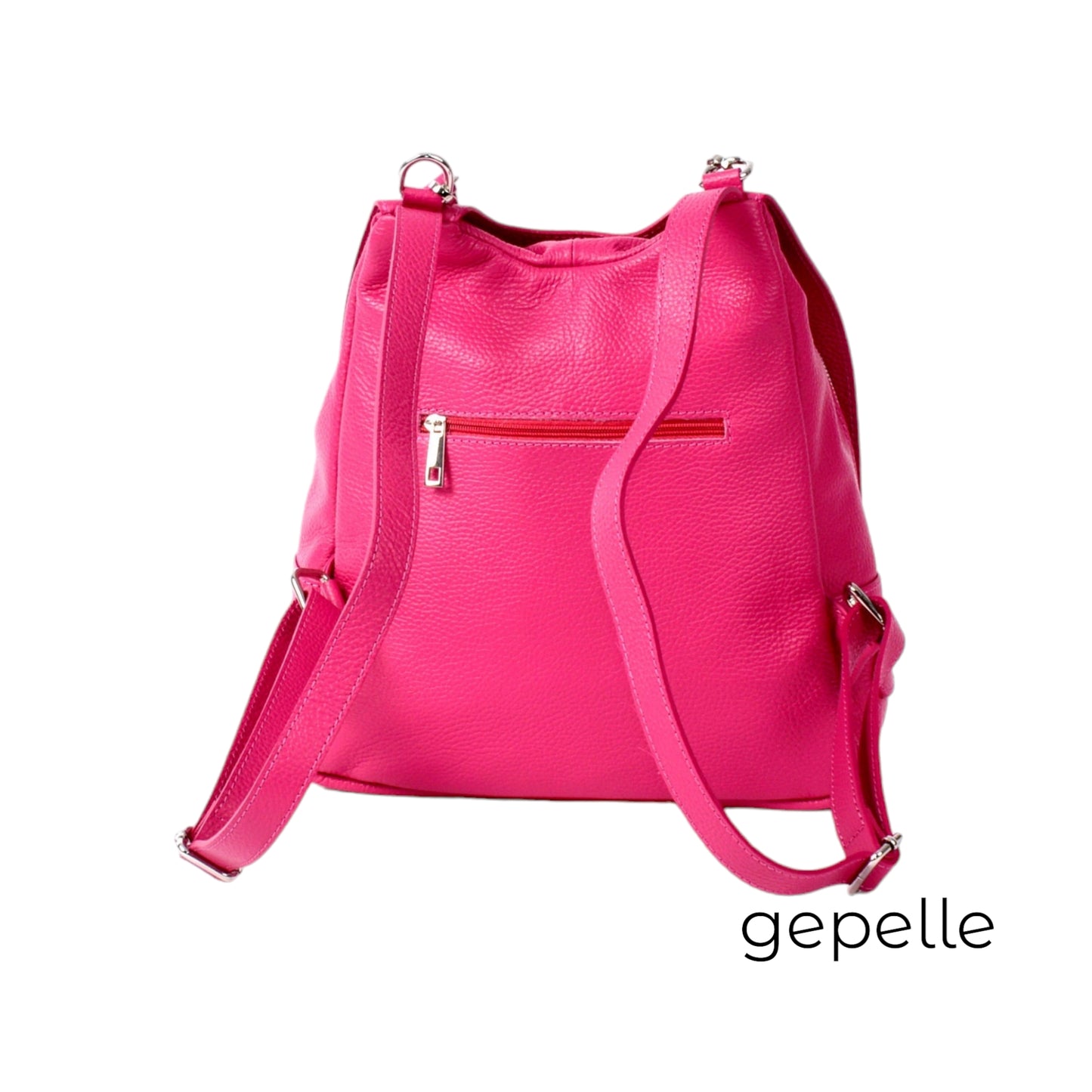 Geanta / rucsac fuchsia din piele naturala Petra