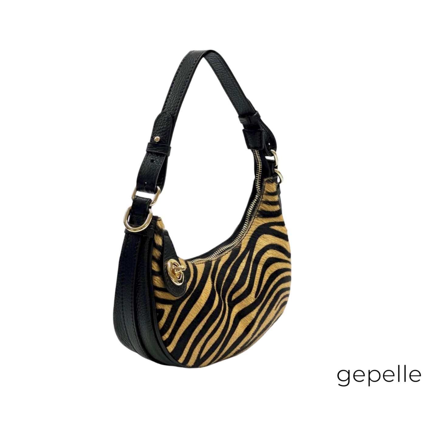 Geanta neagra / zebra din piele naturala Anya