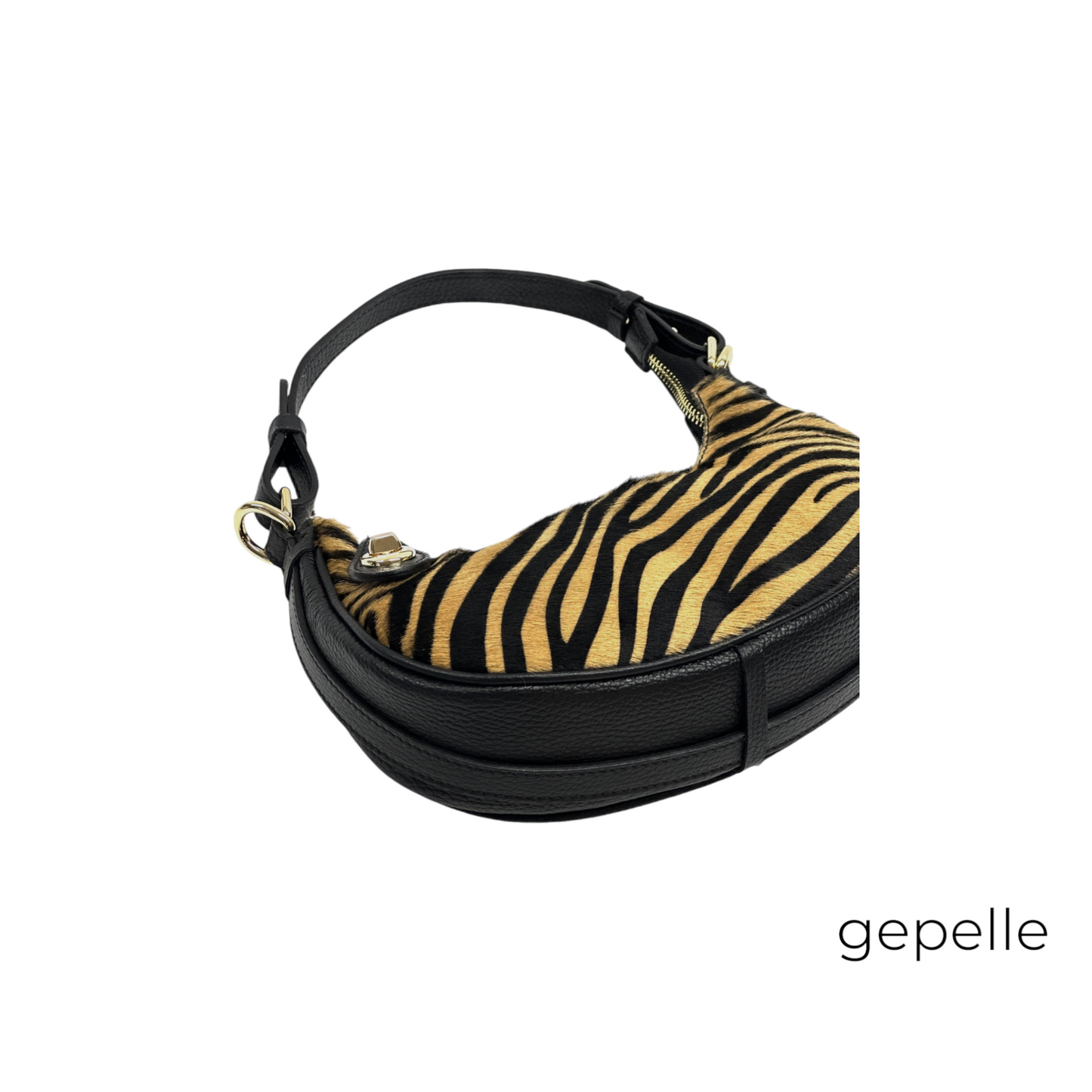 Geanta neagra / zebra din piele naturala Anya